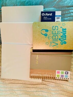 Oxford Notebooks and Blank Index Cards - Teal and Kraft Accents